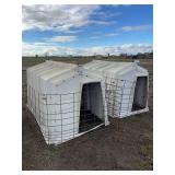 (2) calf hutches with fence, row:5