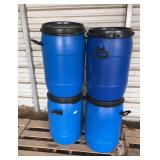 (4) 10 gallon food grade barrels with removable lids-clean, row:5