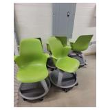(5) Plastic Green Swivel Chairs