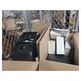 Disposal bins, toilet paper dispenser, & paper towel dispensers