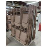 Metal folding chairs on rack