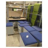 Misc 2 drawer metal filing cabinets with seat cushion and wheels