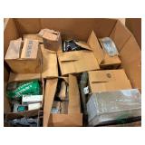 Crate with numerous electrical and control parts