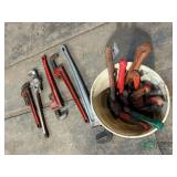 Assorted pipe wrenches