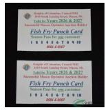 (2) Mason Knights of Columbus 2025 Fish Fry Punch Card