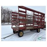 Wooden Kicker bale wagon on John Deere running gear