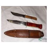Pair of Hunting knives and sheath