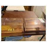 (2) Wooden and Glass display boxes