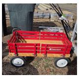 State Farm red wooden wagon, row:4