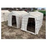 (2) Calf-tel hutches with fence, row:10
