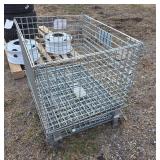 (2) 38 x 30 x 24 metal fold down crates, row:6