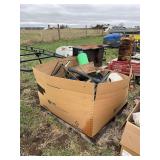 Drip irrigation disc filter, injector, misc. supply lines, & roll of drip, row:11