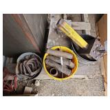 Hydro pump, tanks, (3) buckets of pipe and hardware, bldg: green