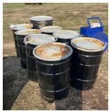 (7) 30 gallon removable lid barrels & (1) 55 gallon removable lid barrel, row:10