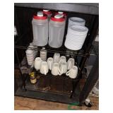 Metal rack under counter and contents