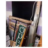 Corner of Metal Rack pieces, shelves, signs and more