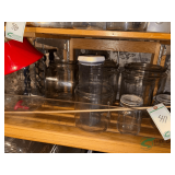Glass storage jars, various sizes
