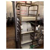 Bakery Rack and contents of prep pans and baking sheets