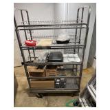 Metal Rack on casters and contents