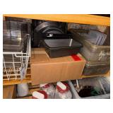 Baking pans and plastic ingredient trays