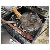Crate of strainers, spoons and misc.