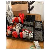 Condiment Trays, Salt and Pepper shakers, ketchup and hot sauce
