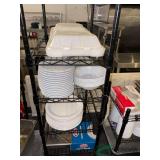 Metal rack and contents of dishes