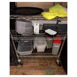 Metal rack under counter and contents