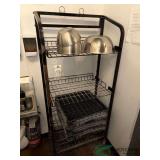 Metal rack and mixing bowls, dish wash racks