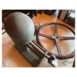 Vintage hat stretcher and steering wheel