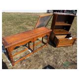 Whiteboard, Wooden Couch table and Cabinet