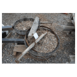 Flower pots and a set of vintage eveners