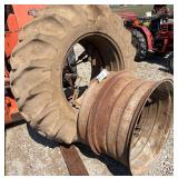 (1) 18.4 x 34 Tire w/ Clamp On Dual Rim & (1) Clamp On Dual Rim
