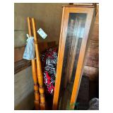 China cabinet with light and bed with head and foot boards