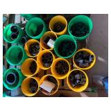 Numerous buckets of fittings