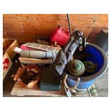 Pallet of tools and camping equipment