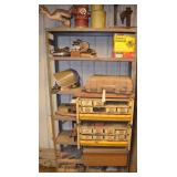 metal shelf and contents