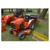 Ingersoll 4020 lawn mower with grass catcher and snow blower attachment