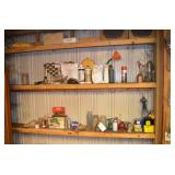 Contents of shelf, oil and misc