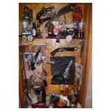 Contents of display case, decorative items and collectibles