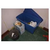 contents of corner, plastic tub, pot, etc
