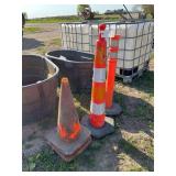 Orange Traffic Cones (2) tall & (5) regular, row:5