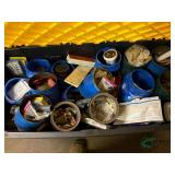 Tote and Contents of plumbing and electrical parts