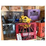 Crates of electric pumps, covers and casters