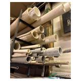 Contents of overhead shelves, PVC pipe, conduit and misc.