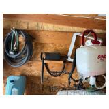 Solo backpack sprayer, garden hose, sprinkler and misc.
