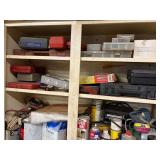 Contents of Cupboard, fittings, timing light, automotive tools and misc.