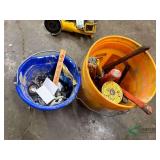 Buckets of tools and fasteners