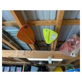 Contents of rafters - Paddles, ramps, snow fence, bamboo rods and misc.