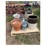 (2) 10 gallon crocs & misc. flower containers, row:8